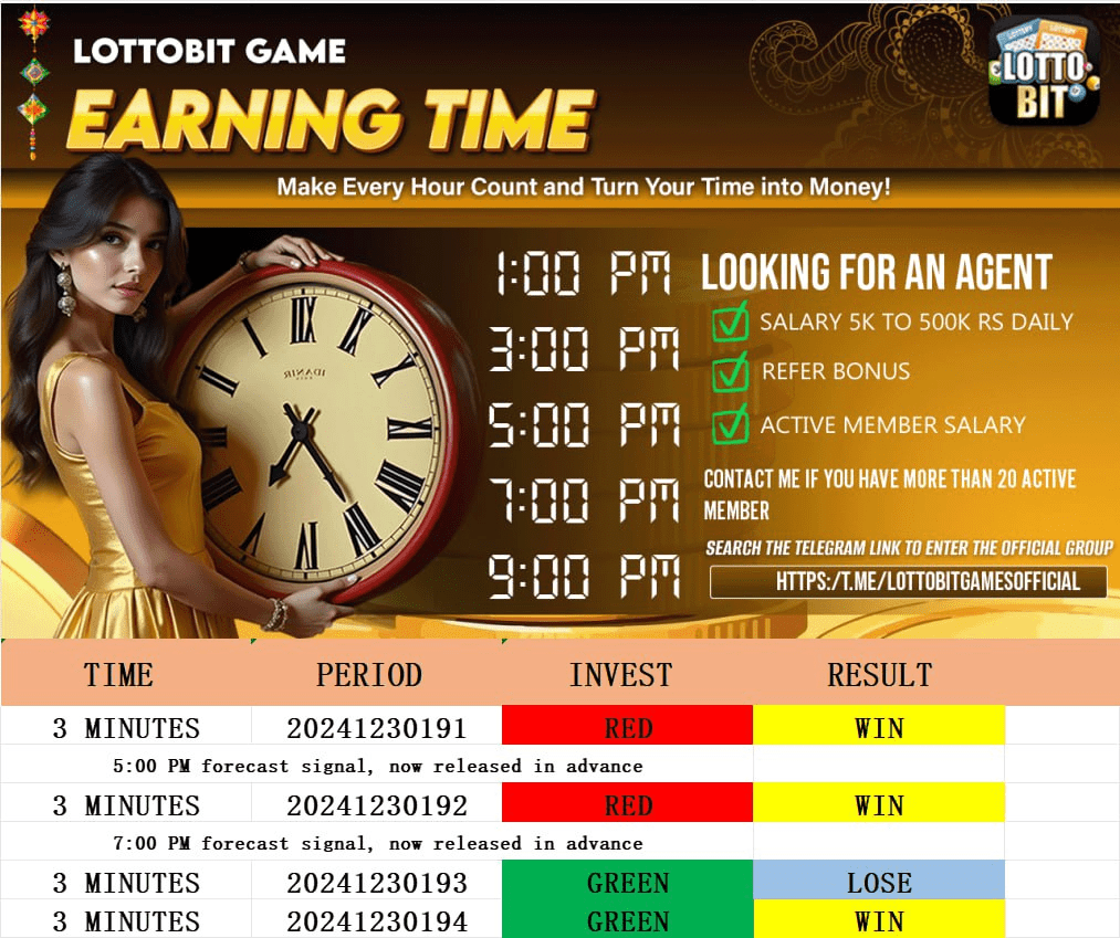 Image showcasing Lottobit Earning Time, where players earn rewards through gameplay